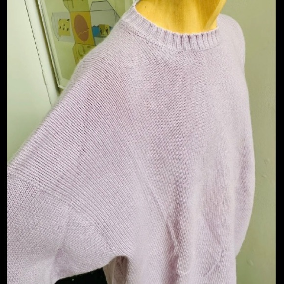 VINTAGE 1990s LORO PIANA THICK CASHMERE SWEATER CREWNECK LAVENDER PURPLE XL 54 - Picture 3 of 9